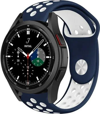 Produktbild von Strap-it Samsung Galaxy Watch 4 Classic 46mm Sportarmband (Blau/Weiß)