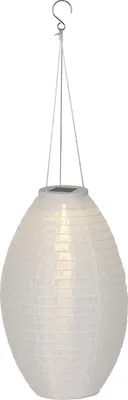 Produktbild von Solar LED Laterne Lampion 22x33cm Nylon Weiß / Warmweiß Deko Outdoor
