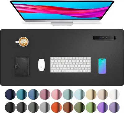 Image de Tapis en cuir antidérapant et imperméable - Grand sous-main pour le bureau et le salon (80 cm x 40 cm, noir)