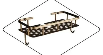 Produktbild von Duschablage Badezimmer Regal - Wandmontage - Massiv Messing - Oberfläche Antik-Messing - Ablage für Duschsystem