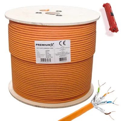 Produktbild von PremiumX 500m CAT 7 Netzwerkkabel Simplex LAN Ethernet Kabel Abisolierer