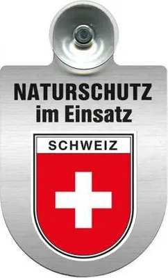 Produktbild von Einsatzschild mit Saugnapf - Naturschutz im Einsatz - incl. Regionenwappen 393826 Color - Region Schweiz
