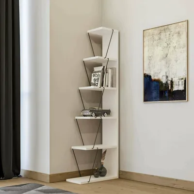 Produktbild von Bücherregal Dpallanc, Büroregal, Mobiler Buchhalter, Bücherbrett, 50x22h150 cm, Weiß und Schwarz