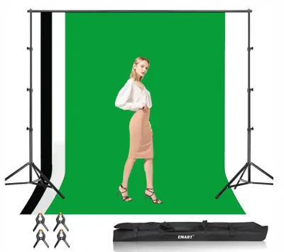 Produktbild von EMART Studio-Set Stativ mit 3 Musselin-Hintergründen