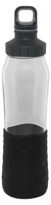 Produktbild von Emsa Trinkflasche 'Drink2Go', Glas, 0,7 Liter, Silikonmanschette, schwarz