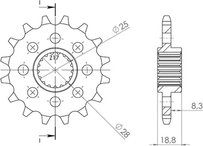 Immagine prodotto di Pignone Passo 520 - Z 17 Denti (Dis.61601)