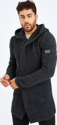 Zdjęcie produktu dla Męski kardigan z kapturem Leif Nelson LN-7180, antracytowy / XL