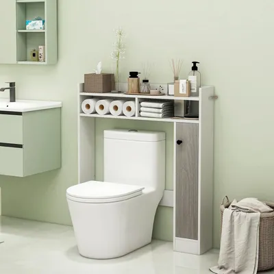 Productafbeelding van Toiletkast - Badkamerkast - Toiletmeubel - Overtoiletkast - Toiletstandaard - Verstelbare Planken