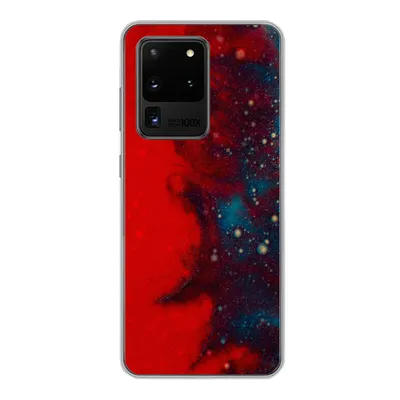 Produktbild von MuchoWow® Handyhülle Schutzhülle Hülle für Samsung Galaxy S20 Ultra Tinte - abstrakt - rot - blau Silikon Softcase Handy Hülle - Karteninhaber