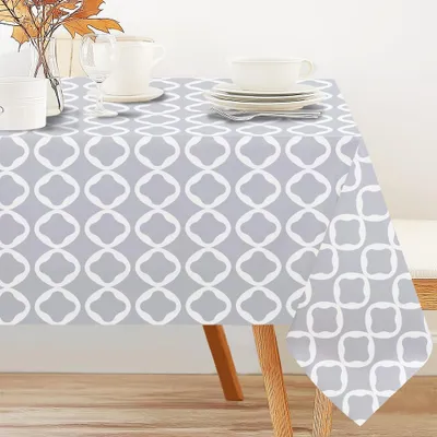 Rechteckige Tischdecke mit Blumen, 152 x 229 cm, grau, wasserdicht