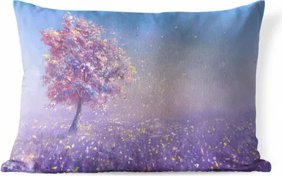 Produktbild von MuchoWow® Outdoor Kissen - Baum - Sommer - Rosa - 50x30 cm - Wetterfest - Lounge Kissen - Sofa kissen - Wohnzimmer Dekoration