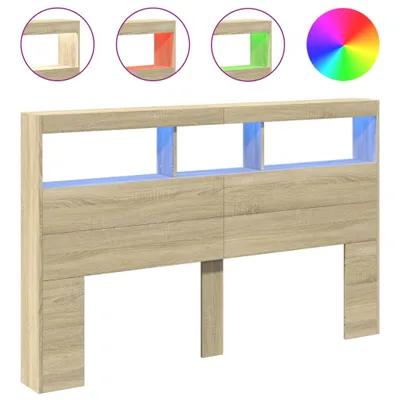 Obrázok produktu pre vidaXL LED čelo postele s policami Sonoma dub 160x17x102 cm