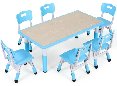 Image de Ensemble de table pour enfants - Bureau pour enfants - Table de jeux - Meuble pour enfants - Table avec chaises - Hauteur réglable