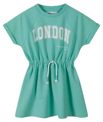 Image de Minoti - Robe pour fille, taille élastiquée, polaire, oversize MN327 (122) (vert)