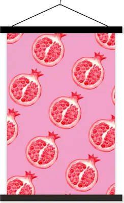 Produktbild von MuchoWow® Textilposter Obst - Aquarell - Rosa 120x180 cm mit schwarzem Rahmen - Fotos