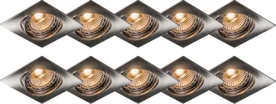 Produktbild von QAZQA - Modern Modernes kippbares Set aus versenktem Spotstahl I nickel matt von 10 - Edu I Wohnzimmer I Schlafzimmer - Aluminium Quadratisch - LED geeignet GU10