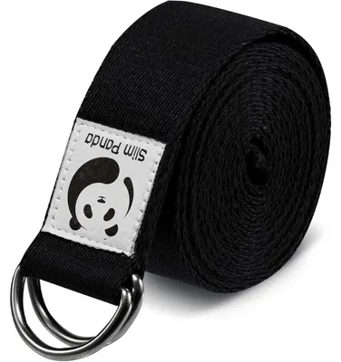 Produktbild von Yogagurt aus Baumwolle mit Schiebeschnalle aus Metall, verstellbar, 180/250cm, schwarz
