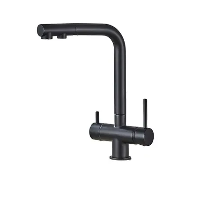 Produktbild von Küchenarmatur, Dualtemperatur, Ausziehbare Sprühdüse, Mattschwarzer Wasserhahn