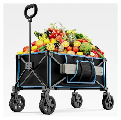 Produktbild von Faltbarer Bollerwagen, 150L Mini Klappwagen, in 4 Richtungen faltbar, für Einkauf, Garten, Ausflüge, Camping