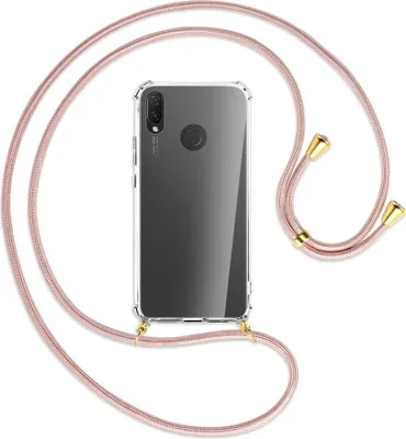 Produktbild von Handykette Backcover-Schutzhülle mit Band (Metall goldfarben) für Huawei P Smart Plus, nova 3 / 3i - roségold