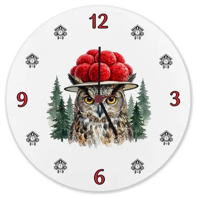 Produktbild von Uhu mit Bollenhut Wanduhr aus Alu Schwarzwald Motiv
