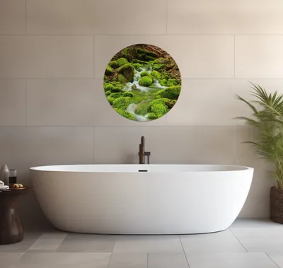 Produktbild von Wallario wasserfestes Poster selbstklebend 60 x 60 cm, Moosiger Bach, Badezimmerposter Spritzschutz mit Hochglanzoberfläche in Glasoptik
