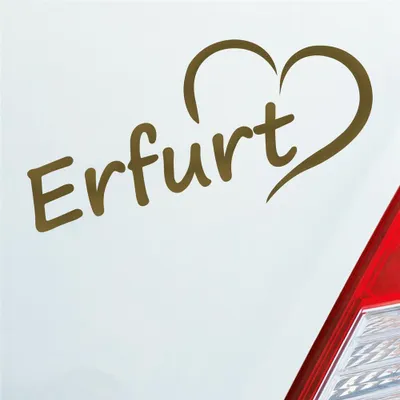 Produktbild von Auto Aufkleber Erfurt Herz Stadt City Liebe Love Heimat 17x8 cm Gold Sticker Heckscheibenaufkleber