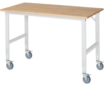 Produktbild von RAU Arbeitstisch 1500x800x910-1230 fahrbar B-Platte 25mm l.gr
