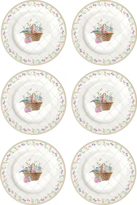 Produktbild von 6er Set Kuchenteller SPRING BLOOM Ostereier mit bunten Blumen 19cm Easy Life