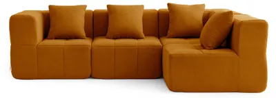 Immagine prodotto di Divano ad angolo modulare a 4 posti MILYSOFA SOFABULOUS, raffinato tessuto a riccioli, color cannella