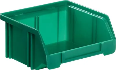 Produktbild von LA KA PE Sichtlagerkasten Größe 5 grün Länge 85 / 65 x Breite 105 x Höhe 45mm aus Polystyrol stapelbar - LK5