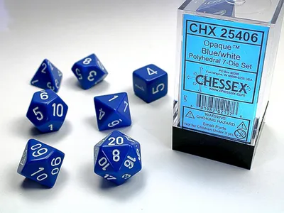 Obrázok produktu pre Sada kociek Chessex Polyhedral 7 Opaque Blue/White