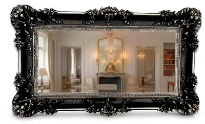 Productafbeelding van Wandspiegel Barok Zwart Zilver 96x57 cm