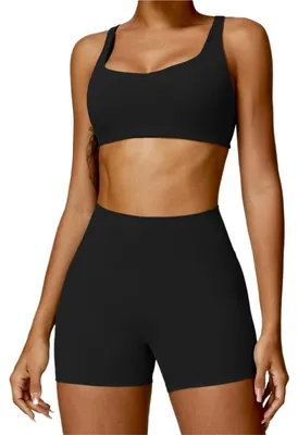 Image de Ensemble de yoga composé de 2 pièces : legging sans coutures et crop top. Idéal pour le fitness