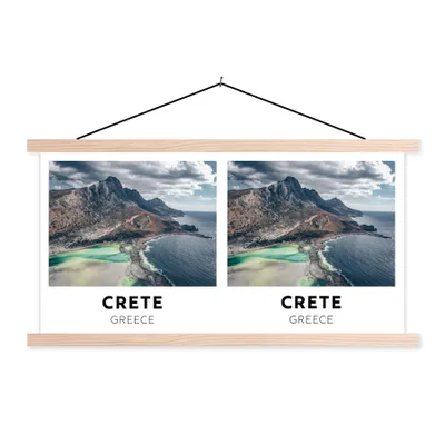 Produktbild von MuchoWow® Textilposter Griechenland - Kreta - Strand 120x60 cm mit holzfarbenen Rahmen - Klemmleiste