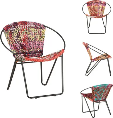Image de vidaXL Chaise Tissu Chindi multicolore - Fauteuil