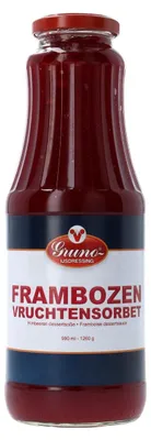 Immagine prodotto di Gruno Frambozen Vruchtensorbet IJsdressing 990g – salsa di gelato al lampone fresco e fruttato