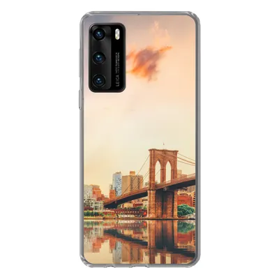 Produktbild von MuchoWow® Handyhülle Schutzhülle Hülle für Huawei P40 New York - Brooklyn - Brücke - Sonnenuntergang Silikon Softcase Handy Hülle - Handytasche