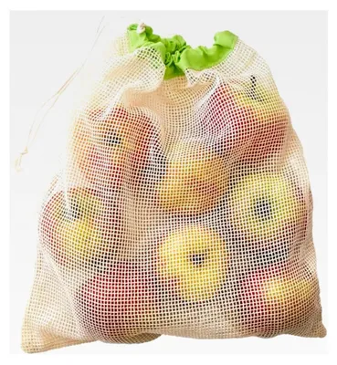 Produktbild von 6 Obst- und Gemüsebeutel, 3x 36x24 cm und 3x 36x30 cm, 100% Baumwolle