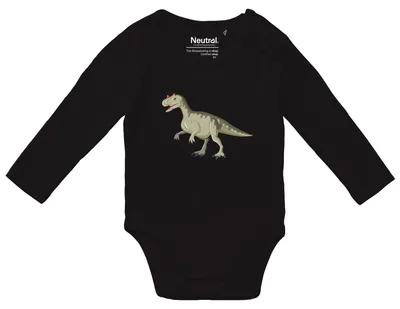 Produktbild von Huuraa Baby Body Allosaurus Dinosaurier 74 Black  Baumwolle Fairtrade Langarmbody Geschenkidee