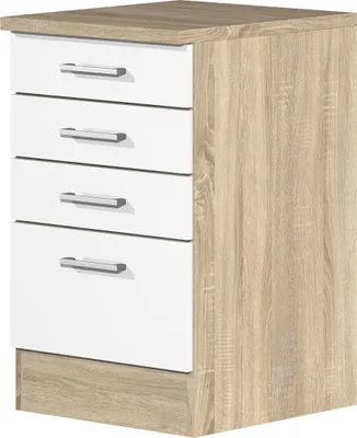 Produktbild von Schubkastenschrank - 50 cm breit - Weiß Sonoma Eiche – Salerno