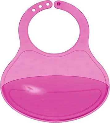 Imagen del producto de Babero con recogedor y ajuste de cuello en 3 posiciones, color rosa