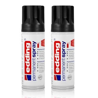 Produktbild von 2x edding Permanent Spray tiefschwarz matt 200 ml Premium Acryllack, RAL 9005