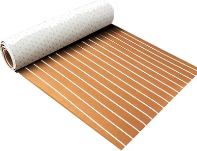 Immagine prodotto di Teak sintetico in schiuma EVA - Tappetino per ponte barca - 240 x 60 cm, 5 mm - Antiscivolo, impermeabile - Per yacht/pontoni/barche a motore - Marrone/bianco