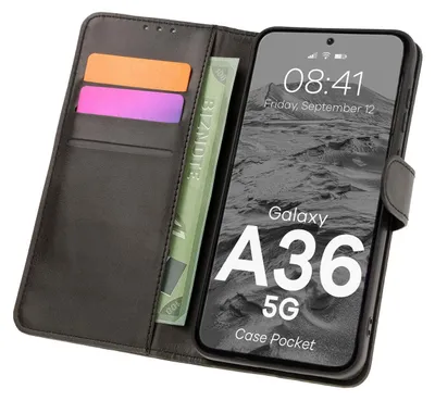 Produktbild von Bizon Case Pocket Flip Case für Galaxy A36 5G, Schwarz