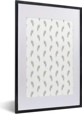 Produktbild von MuchoWow® MuchoWow® Gerahmtes Poster Blumen - Blätter - Muster 40x60 cm - Poster mit zchwarzem Bilderrahmen - Poster in Rahmen