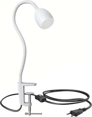Obrázek produktu pro Flexibilní lampa s husím krkem – stolní lampa – nastavitelné osvětlení – nastavitelné světlo – kabel 1,5 m – bílá barva