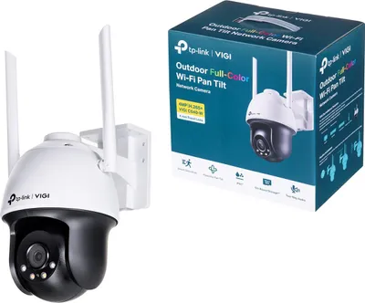 Produktbild von TP-Link VIGI 4MP Vollfarb-WLAN-Pan/Tilt Netzwerkkamera, IP-Sicherheitskamera, Innen & Außen, Verkabelt & Kabellos, RCM, BSMI, VCCI, NCC, JRF, KC, Decke/Wand, Schwarz, Weiß