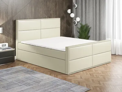 Produktbild von Boxspringbett HILD 120 x 200 mit 2 Bettkästen, Bonell-Matratze und Topper. Farbe: Beige
