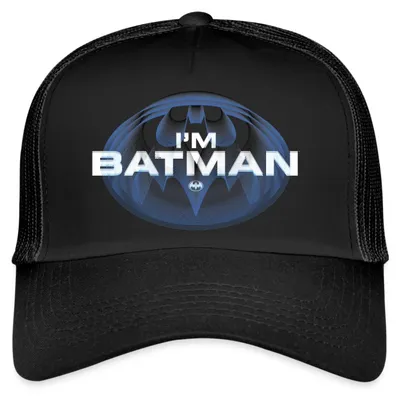 Produktbild von Spreadshirt The Flash I'm Batman Blaues Logo Trucker Cap, One size, Schwarz/Schwarz